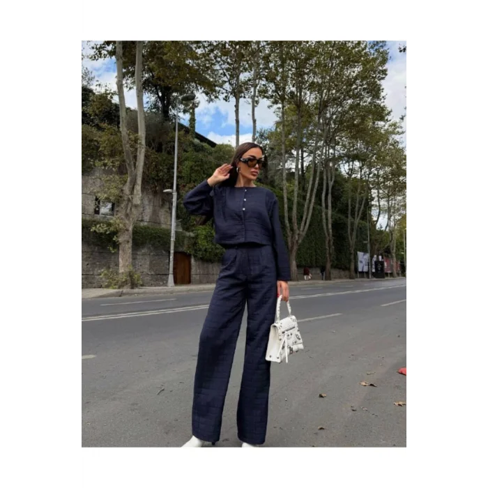 Kadın Kapitone Dokulu Oversize Ceket Pantolon Takım