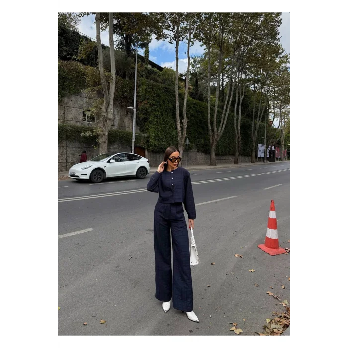 Kadın Kapitone Dokulu Oversize Ceket Pantolon Takım