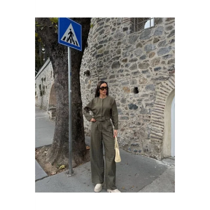 Kadın Kapitone Dokulu Oversize Ceket Pantolon Takım