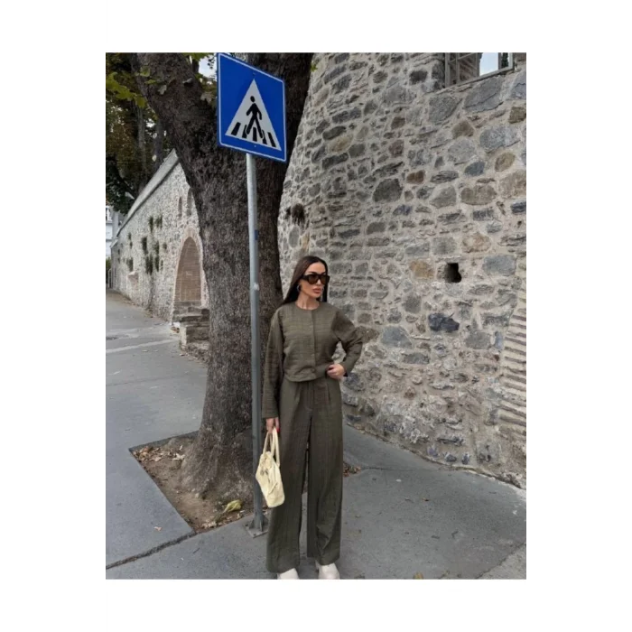 Kadın Kapitone Dokulu Oversize Ceket Pantolon Takım