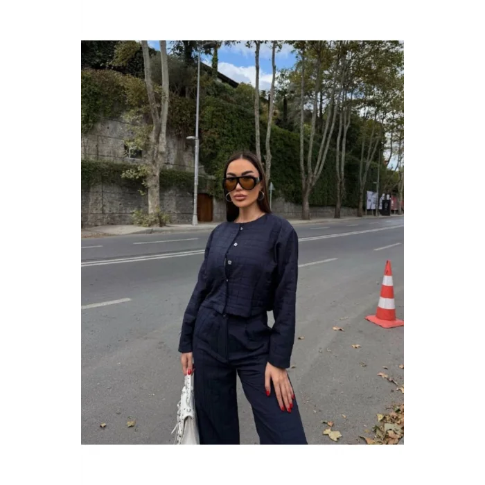 Kadın Kapitone Dokulu Oversize Ceket Pantolon Takım