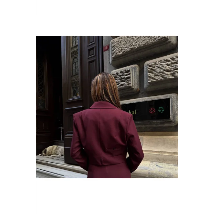 Kadın Kruvaze Detaylı Sırt Çapraz Askılı Elbise Ceket Takımı