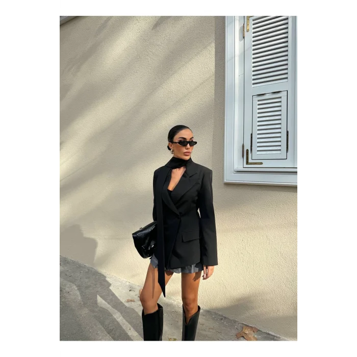 Kadın Modern Tasarım Şal Detaylı Ceket