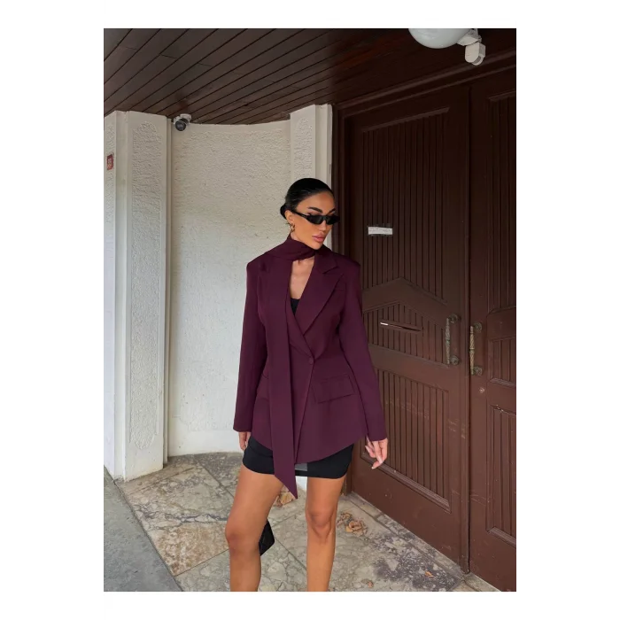 Kadın Modern Tasarım Şal Detaylı Ceket