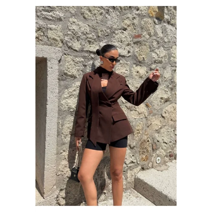 Kadın Modern Tasarım Şal Detaylı Ceket