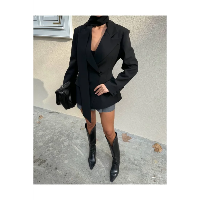 Kadın Modern Tasarım Şal Detaylı Ceket