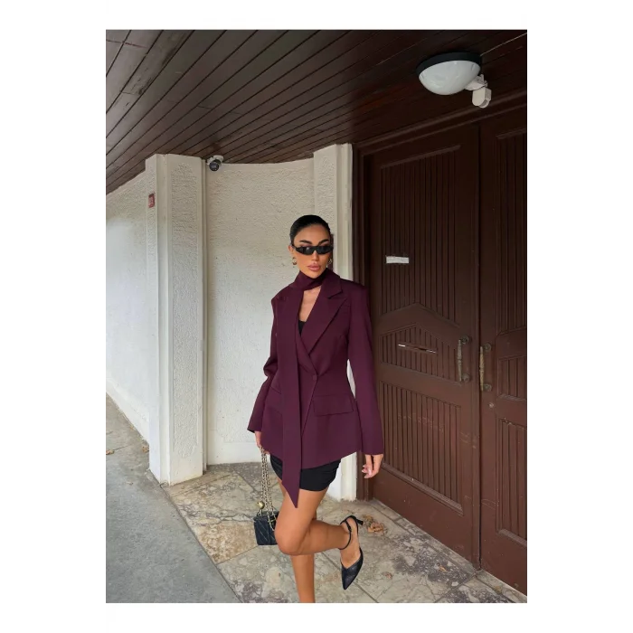 Kadın Modern Tasarım Şal Detaylı Ceket