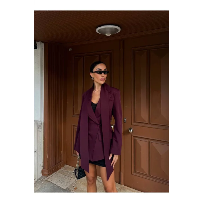 Kadın Modern Tasarım Şal Detaylı Ceket