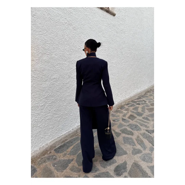 Kadın Modern Tasarım Şal Detaylı Pantolon Ceket Takımı