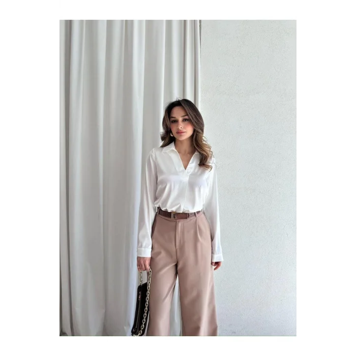 Kadın Saten Gömlek Bluz