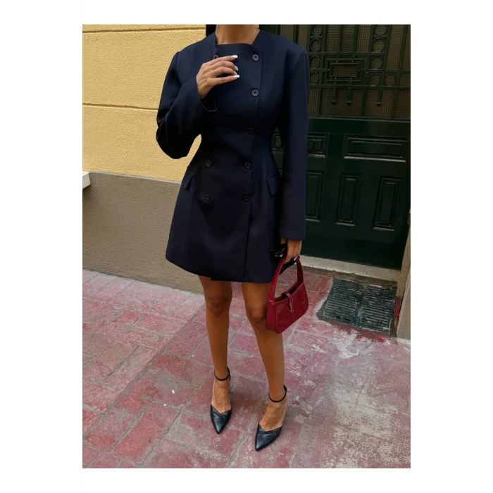 Kadın Uzun Kollu Kruvaze Ceket Elbise