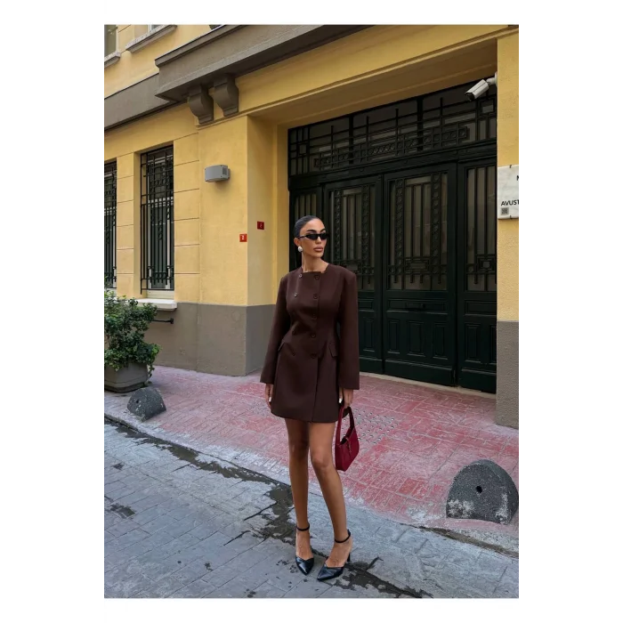 Kadın Uzun Kollu Kruvaze Ceket Elbise