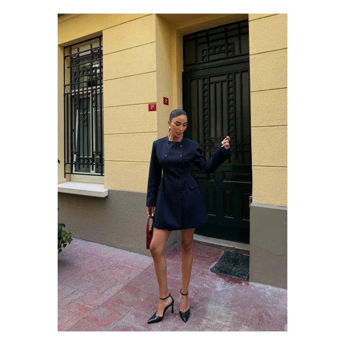 Kadın Uzun Kollu Kruvaze Ceket Elbise