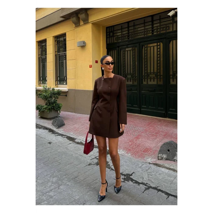 Kadın Uzun Kollu Kruvaze Ceket Elbise