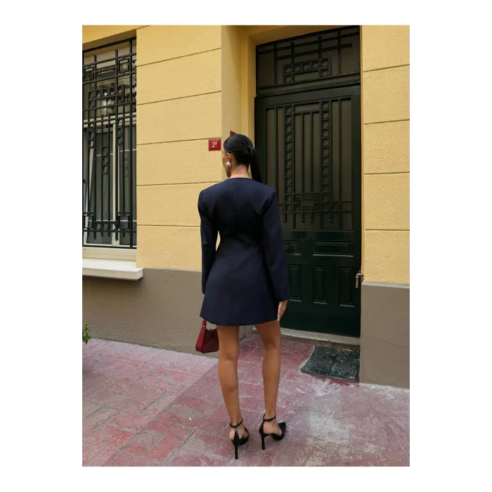 Kadın Uzun Kollu Kruvaze Ceket Elbise