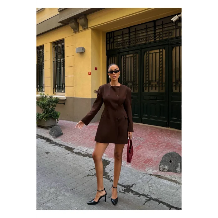 Kadın Uzun Kollu Kruvaze Ceket Elbise