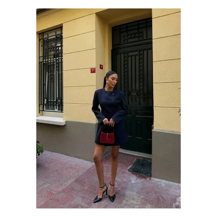 Kadın Uzun Kollu Kruvaze Ceket Elbise