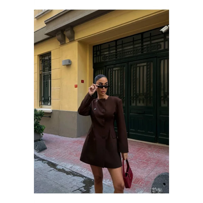 Kadın Uzun Kollu Kruvaze Ceket Elbise