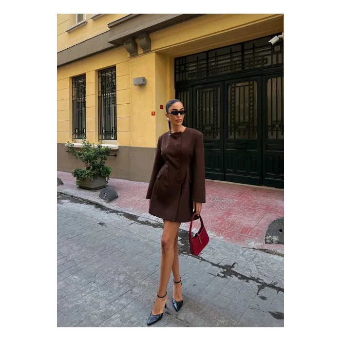 Kadın Uzun Kollu Kruvaze Ceket Elbise