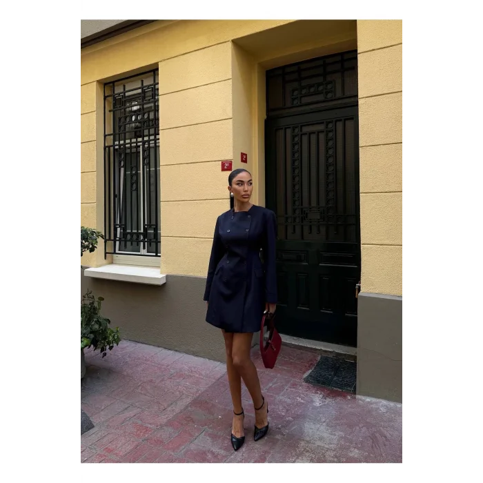 Kadın Uzun Kollu Kruvaze Ceket Elbise