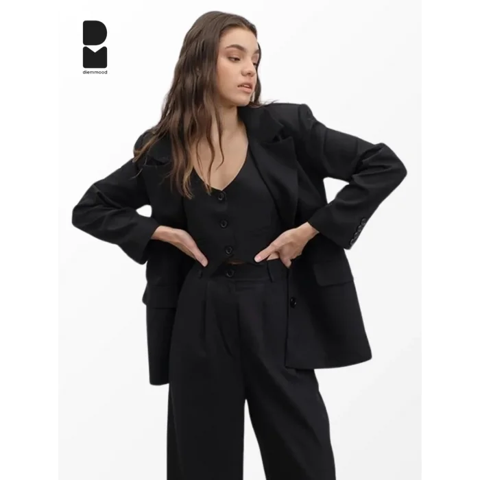 Kadın Siyah Casual Crop Yelek