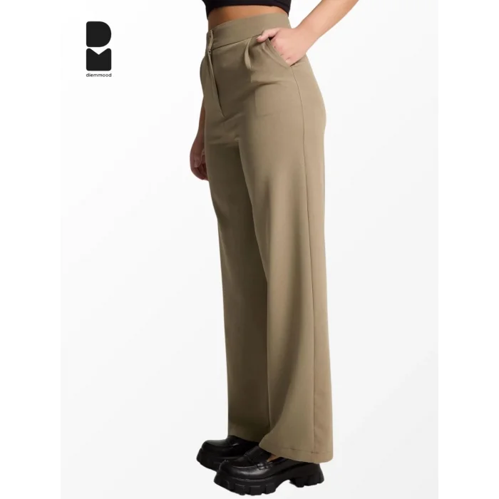Kadın Yüksek Bel Düz Kesim Kumaş Pantolon