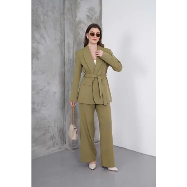 Kadın Haki Ceket Pantolon Takım