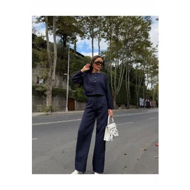 Kadın Kapitone Dokulu Oversize Ceket Pantolon Takım