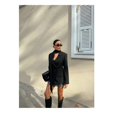 Kadın Modern Tasarım Şal Detaylı Ceket