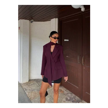 Kadın Modern Tasarım Şal Detaylı Ceket