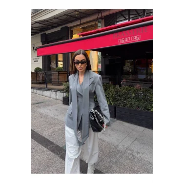 Kadın Modern Tasarım Şal Detaylı Ceket