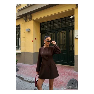 Kadın Uzun Kollu Kruvaze Ceket Elbise