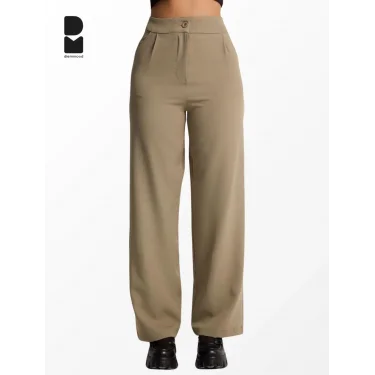 Kadın Yüksek Bel Düz Kesim Kumaş Pantolon