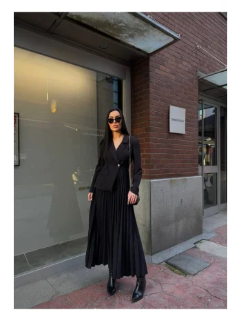 Kadın Ceket Pileli Elbise