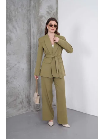Kadın Haki Ceket Pantolon Takım