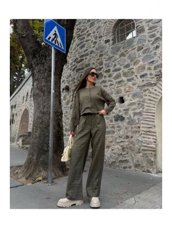 Kadın Kapitone Dokulu Oversize Ceket Pantolon Takım