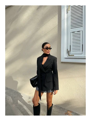 Kadın Modern Tasarım Şal Detaylı Ceket