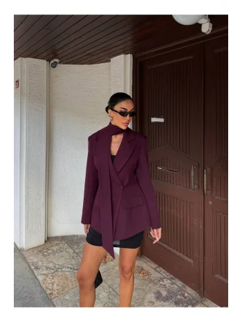 Kadın Modern Tasarım Şal Detaylı Ceket