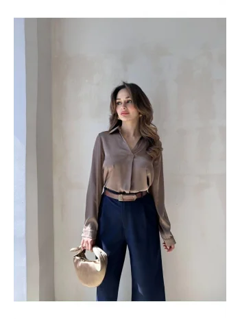 Kadın Saten Gömlek Bluz