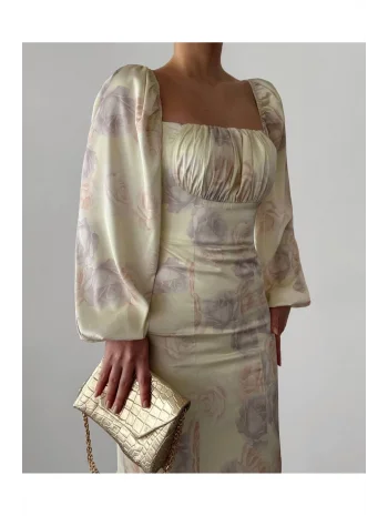 Kadın Saten Maxi Elbise