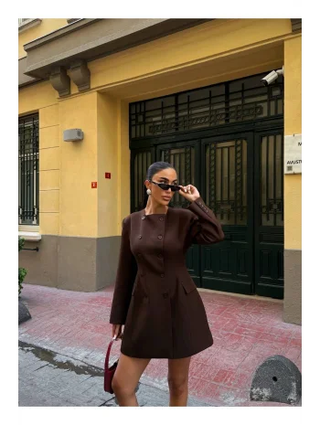 Kadın Uzun Kollu Kruvaze Ceket Elbise