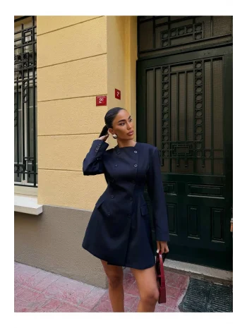 Kadın Uzun Kollu Kruvaze Ceket Elbise