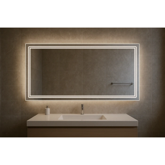 70x100 cm Dikdörtgen Kumlama Ledli Banyo Aynası