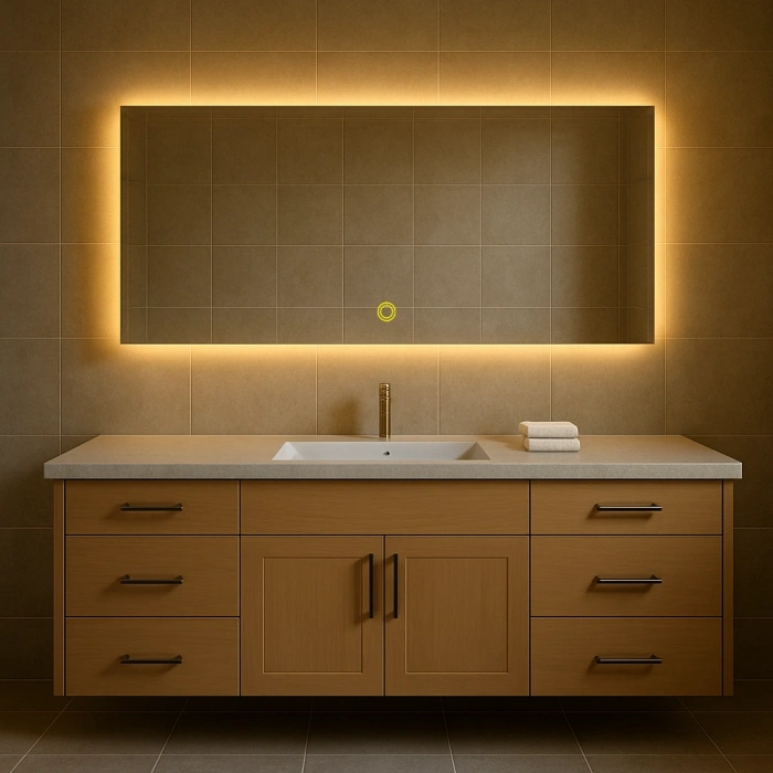 70x120 cm Dikdörtgen Ledli Dokunmatik Tuşlu Banyo Aynası