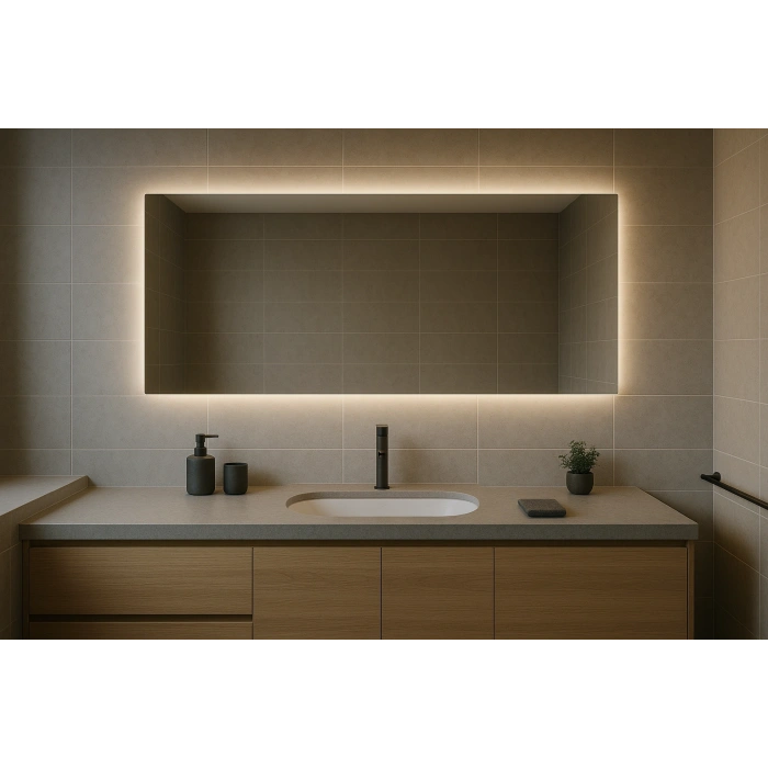 70x90 cm Dikdörtgen Ledli Banyo Aynası