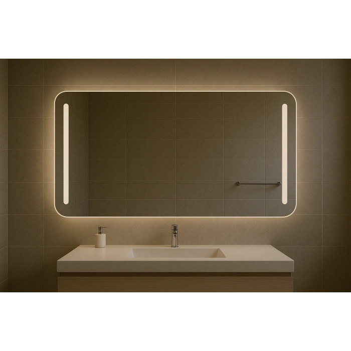 80x100 cm Dikdörtgen Kumlama Ledli Banyo Aynası