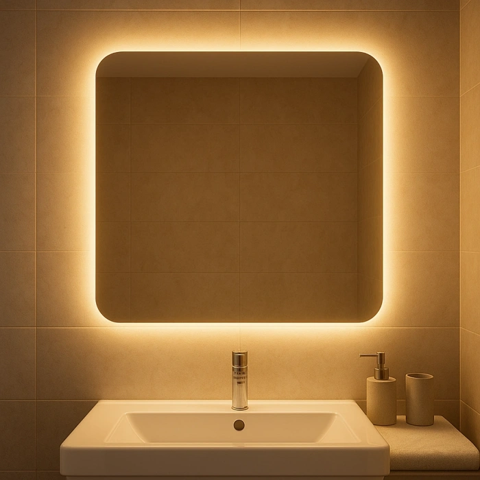 80x100 cm Dikdörtgen Ledli Banyo Aynası