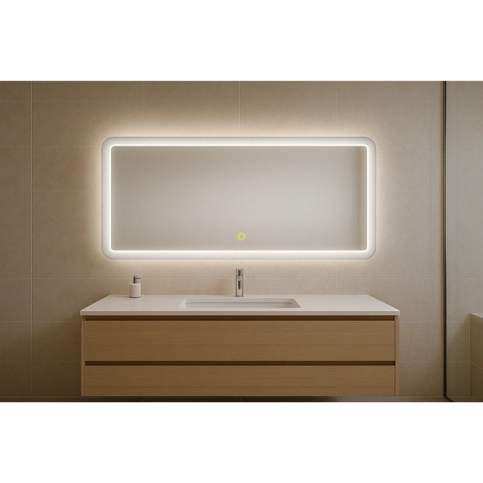 80x120 cm Dikdörtgen Kumlama Ledli Dokunmatik Tuşlu Banyo Aynası