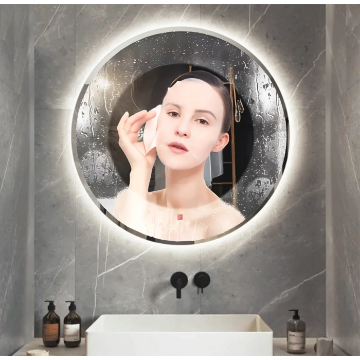 90 cm (çap) Ledli Yuvarlak Banyo Aynası