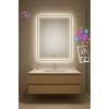 60x80 cm Dikdörtgen Kumlama Ledli Bluetoothlu Buğu Önleyicili Üç Dokunmatik Tuşlu Banyo Aynası